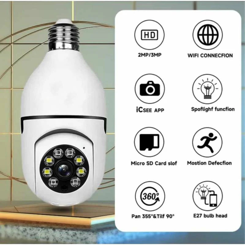 Foco Cámara WiFi con Visión Nocturna